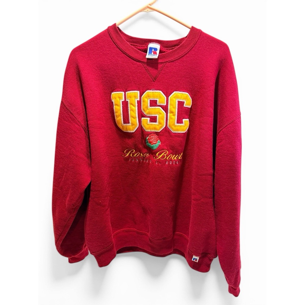 Vintage USC Trojans Rose Bowl 2004 Sweatshirt Russell Athletic XL Red NCAA